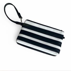 ‎Striped Leather Wristlet